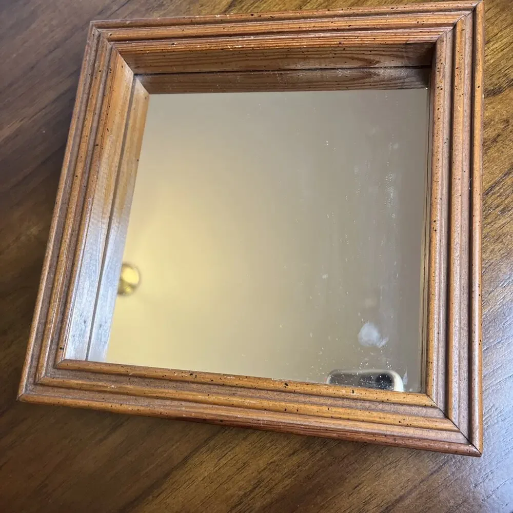 Small Wooden Framed Mirror - 8” Square Or 11.5” Diamond MCM Unassuming Cabin